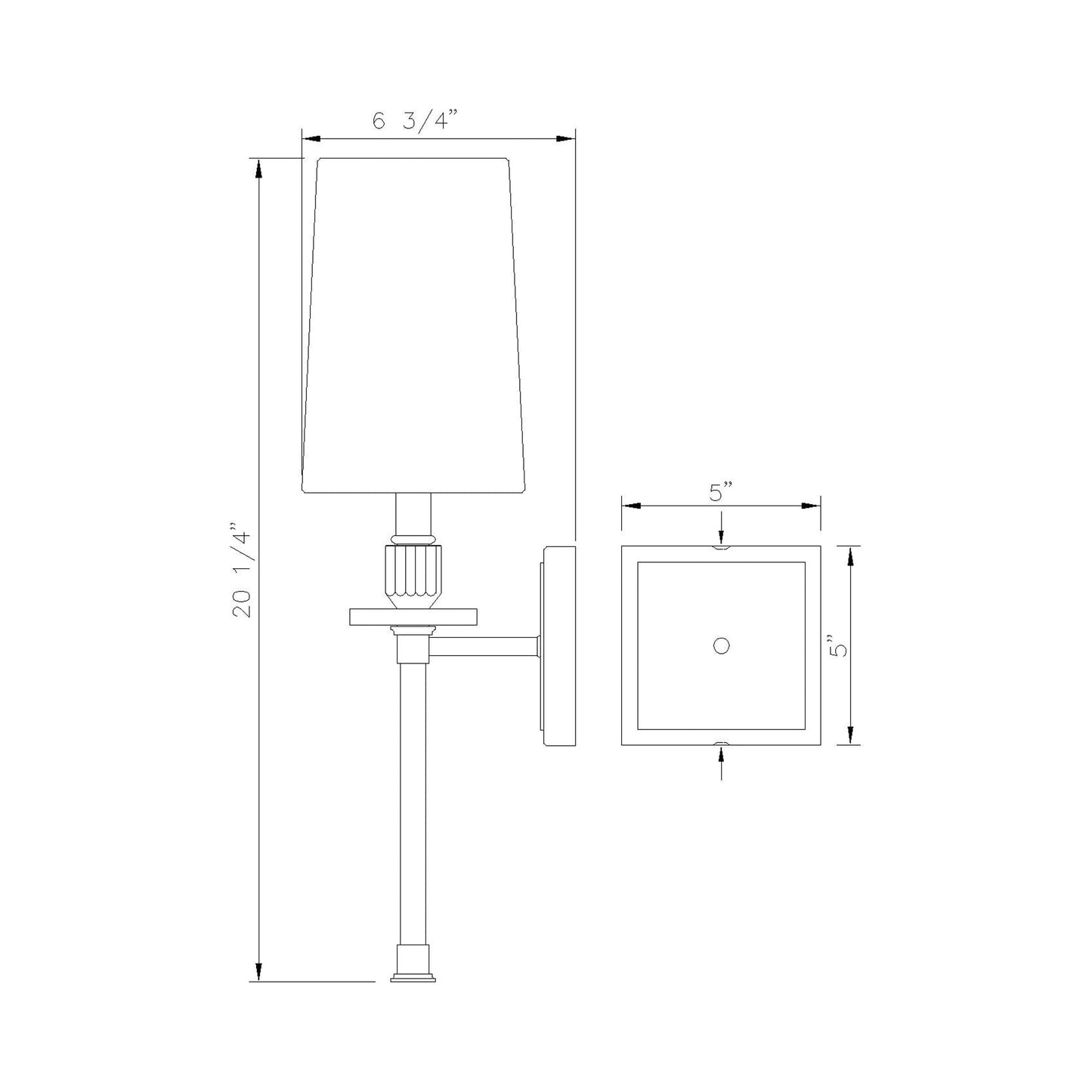 Sophia Wall Light - line drawing.