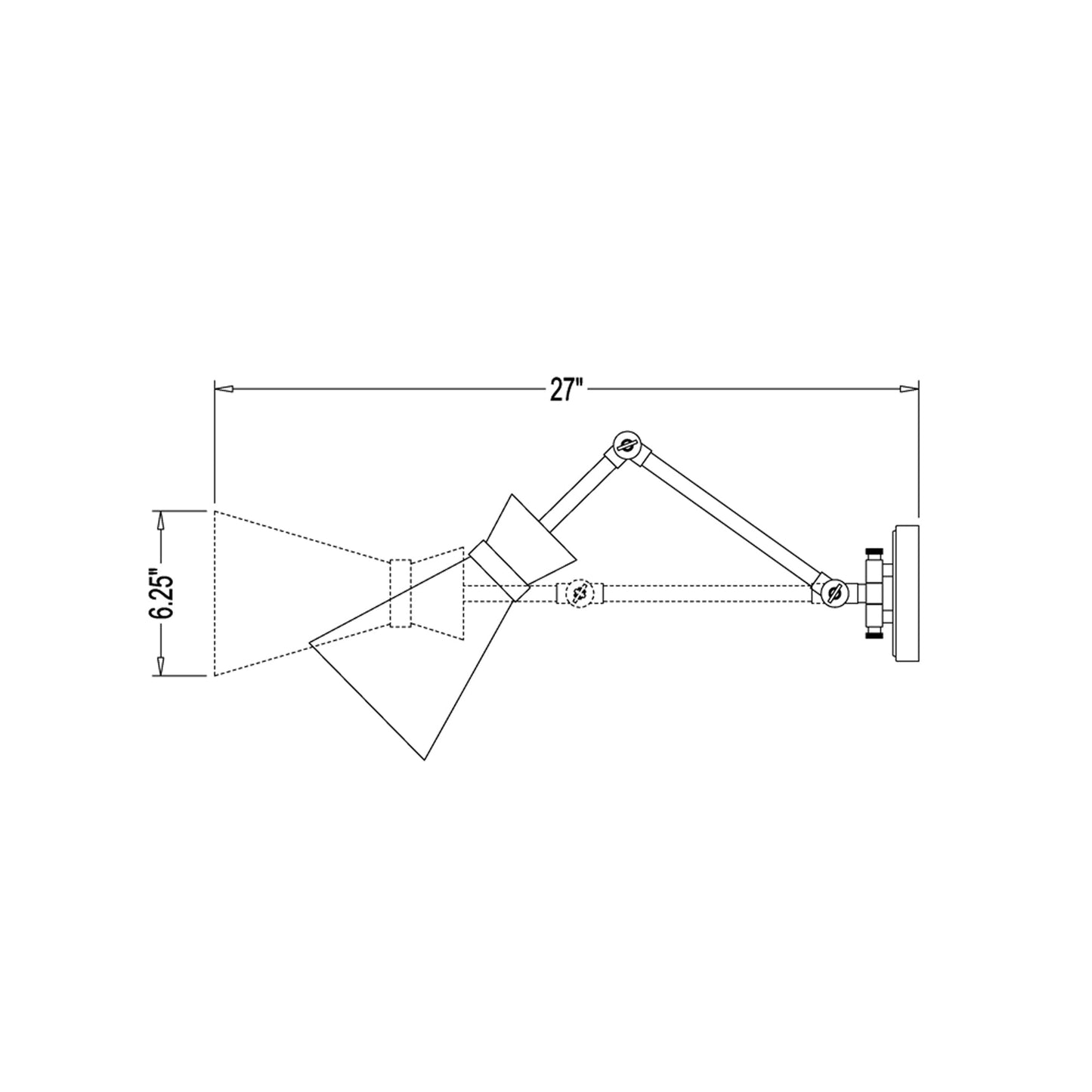 Soriano Arm Wall Light - line drawing.