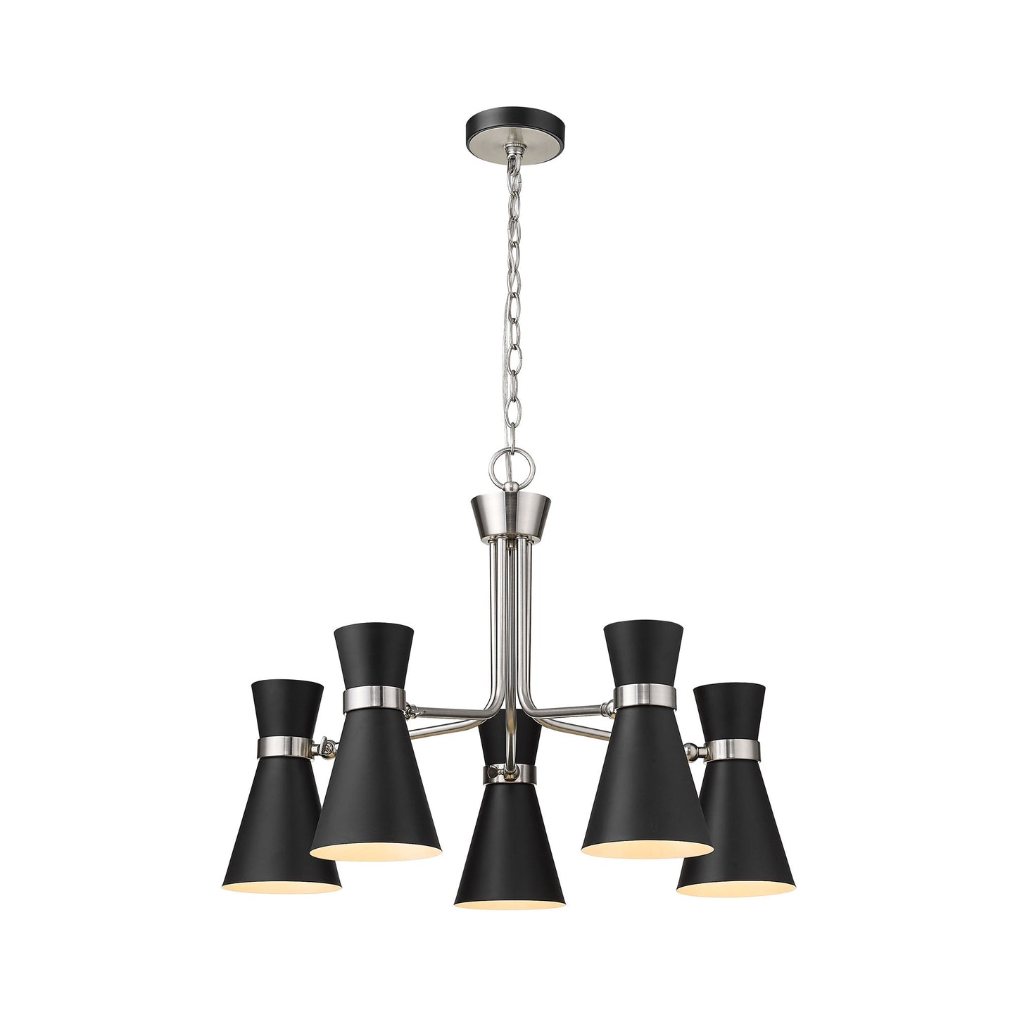 Soriano Chandelier in Matte Black/Brushed Nickel (5-Light).