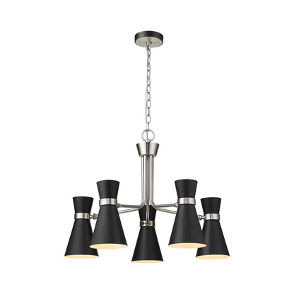 Soriano Chandelier in Matte Black/Brushed Nickel (5-Light).