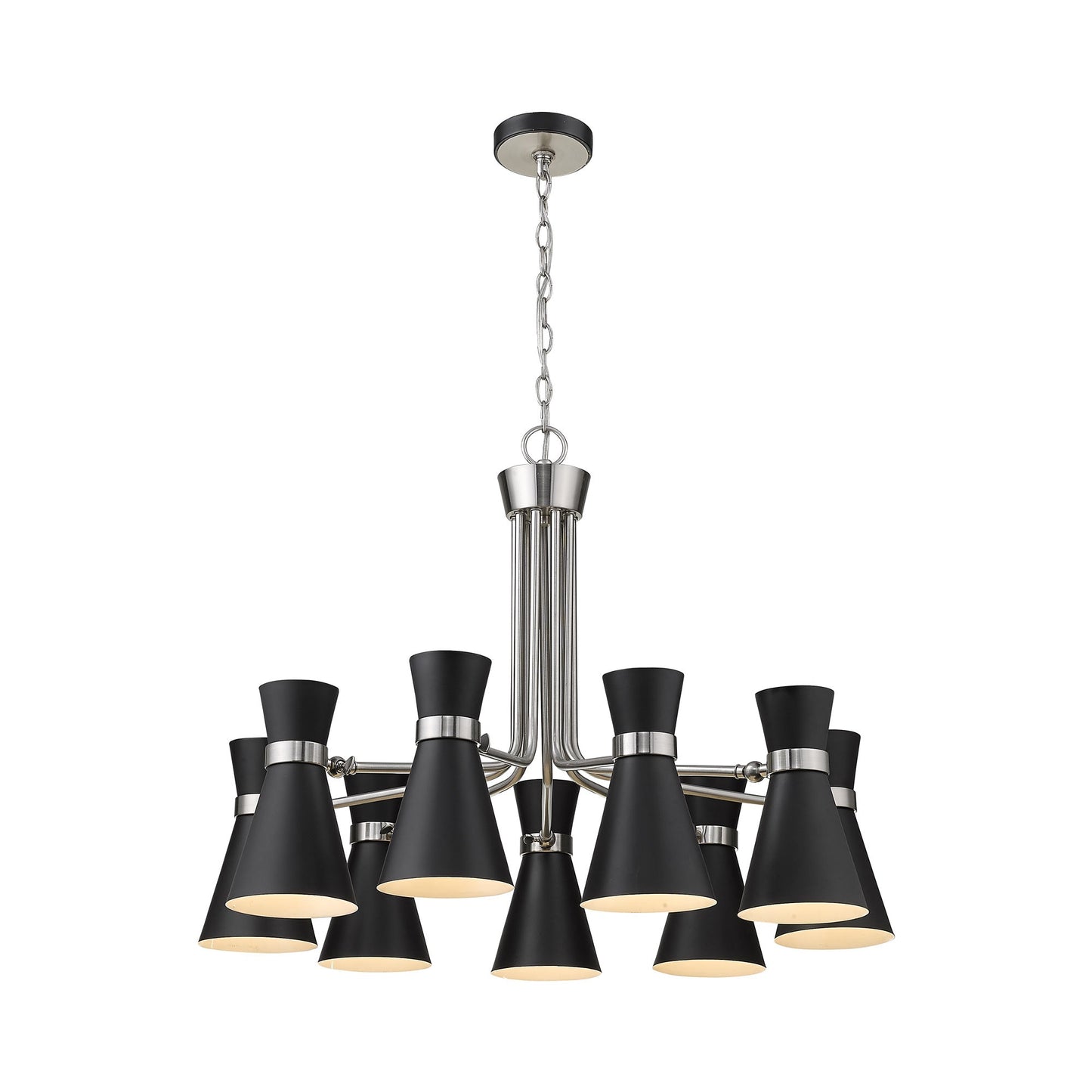 Soriano Chandelier in Matte Black/Brushed Nickel (9-Light).