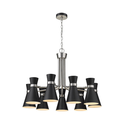 Soriano Chandelier in Matte Black/Brushed Nickel (9-Light).