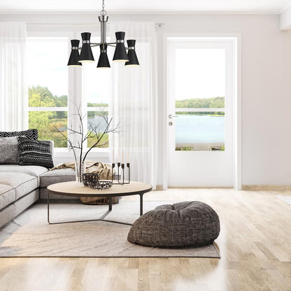 Soriano Chandelier in living room.