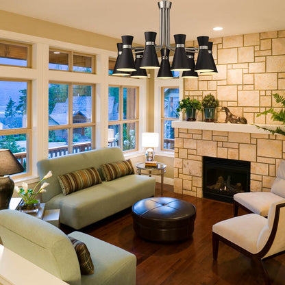 Soriano Chandelier in living room.