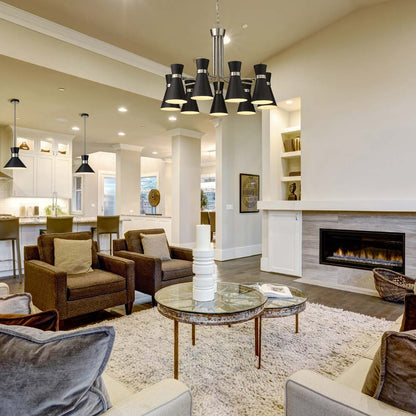 Soriano Chandelier in living room.