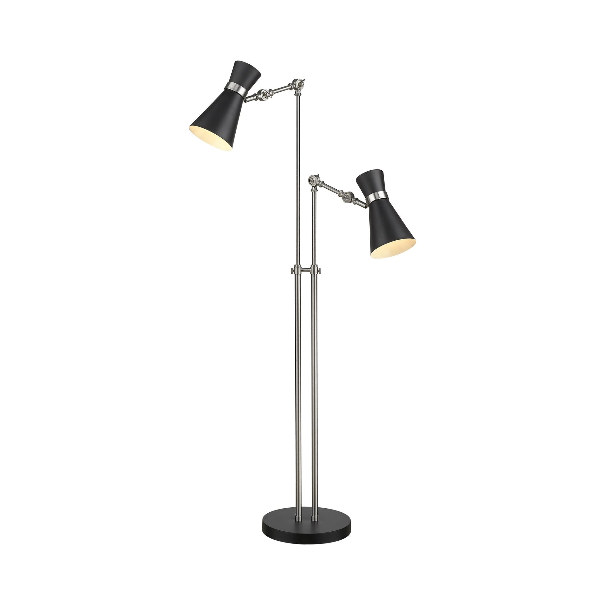 Soriano Floor Lamp in Matte Black/Brushed Nickel.