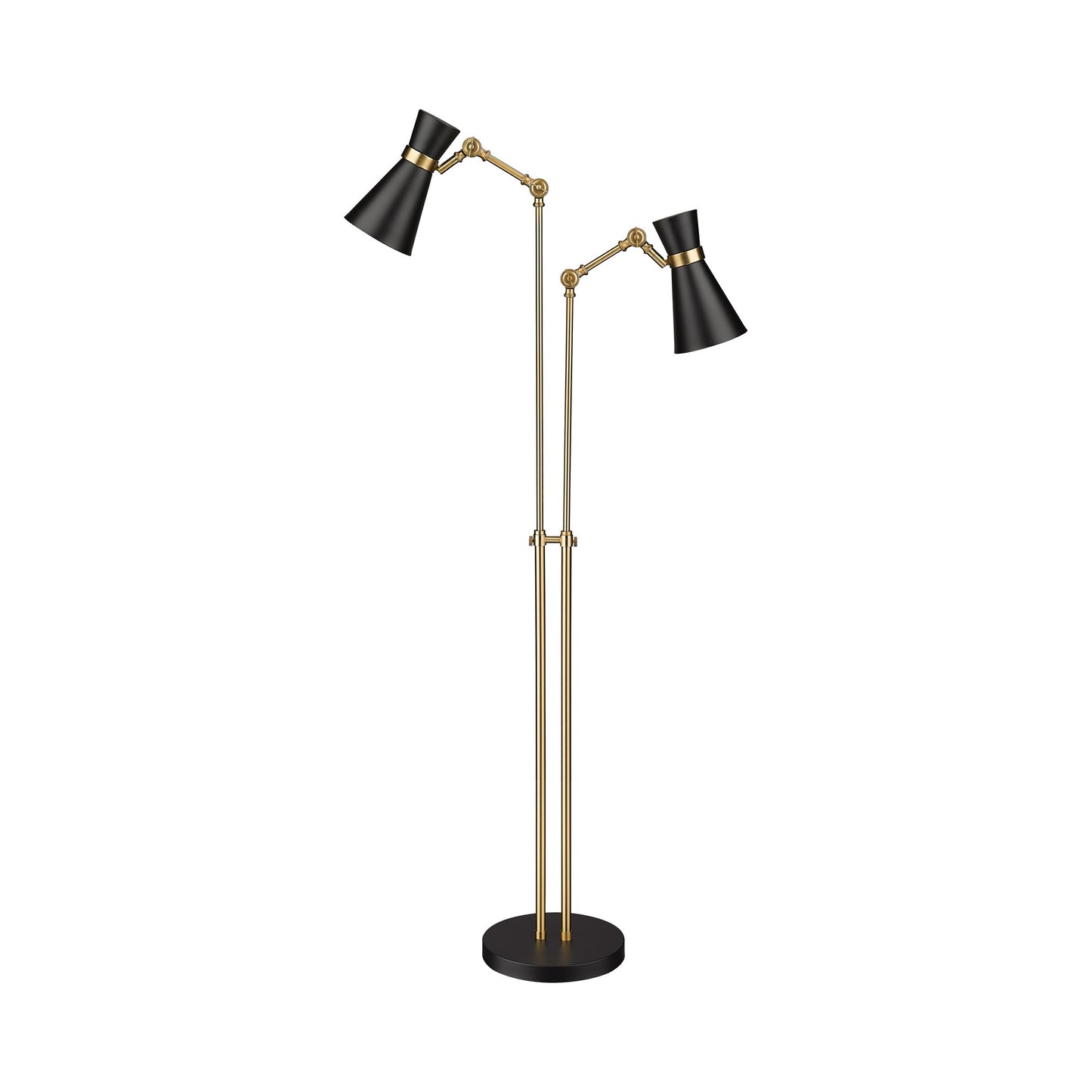 Soriano Floor Lamp in Matte Black/Heritage Brass.