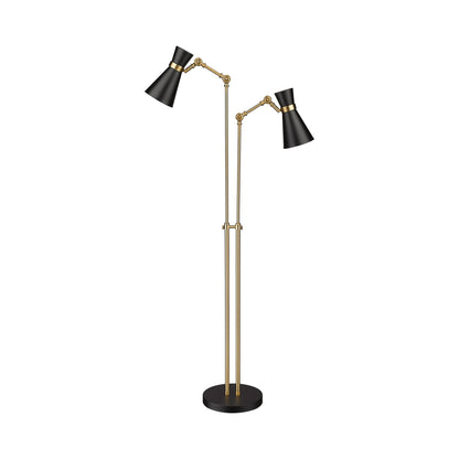 Soriano Floor Lamp in Matte Black/Heritage Brass.
