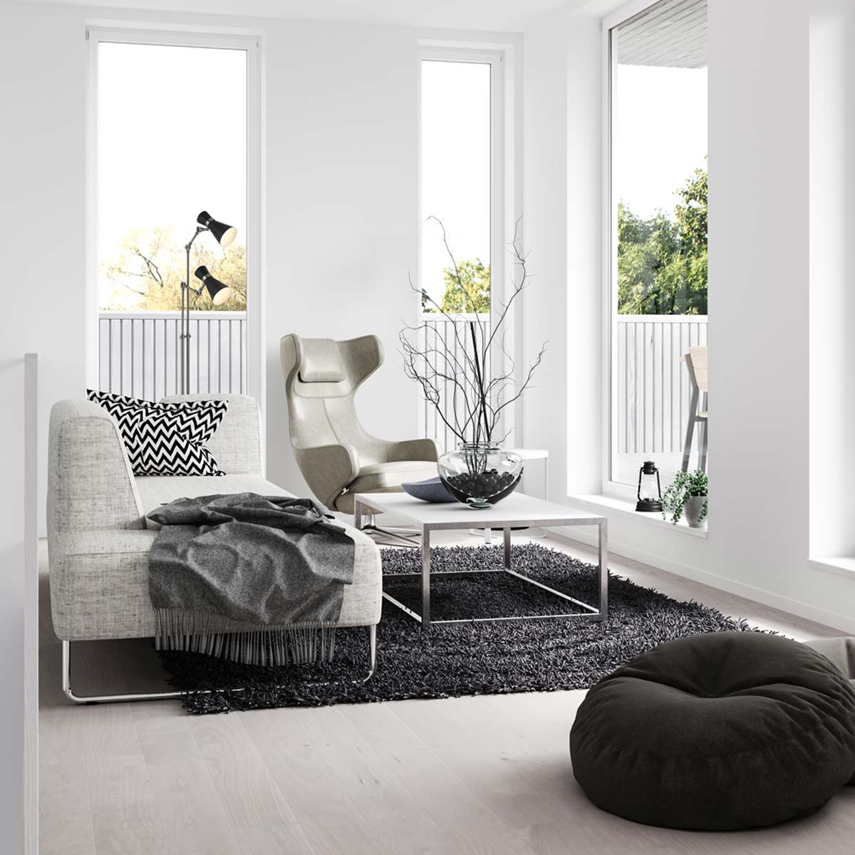 Soriano Floor Lamp in living room.