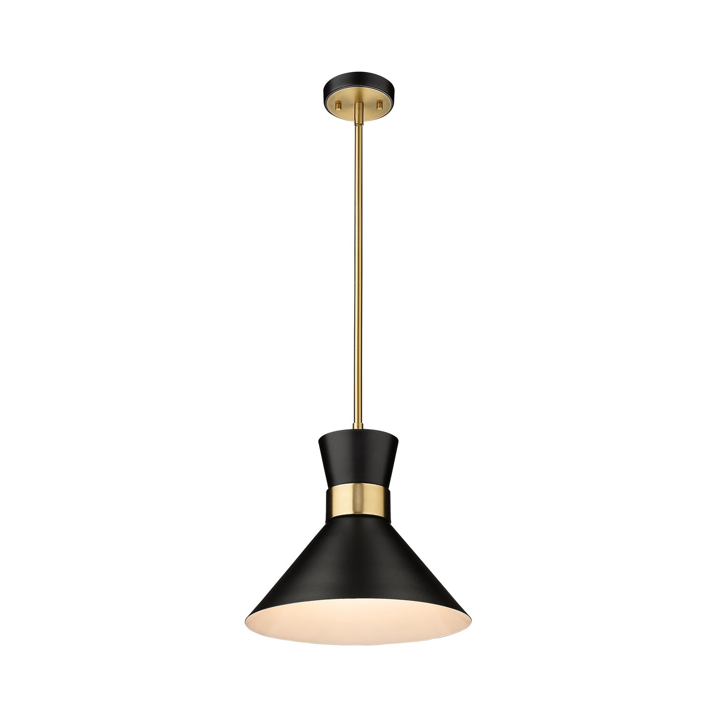 Soriano Pendant Light in Matte Black/Heritage Brass (13.2-Inch).