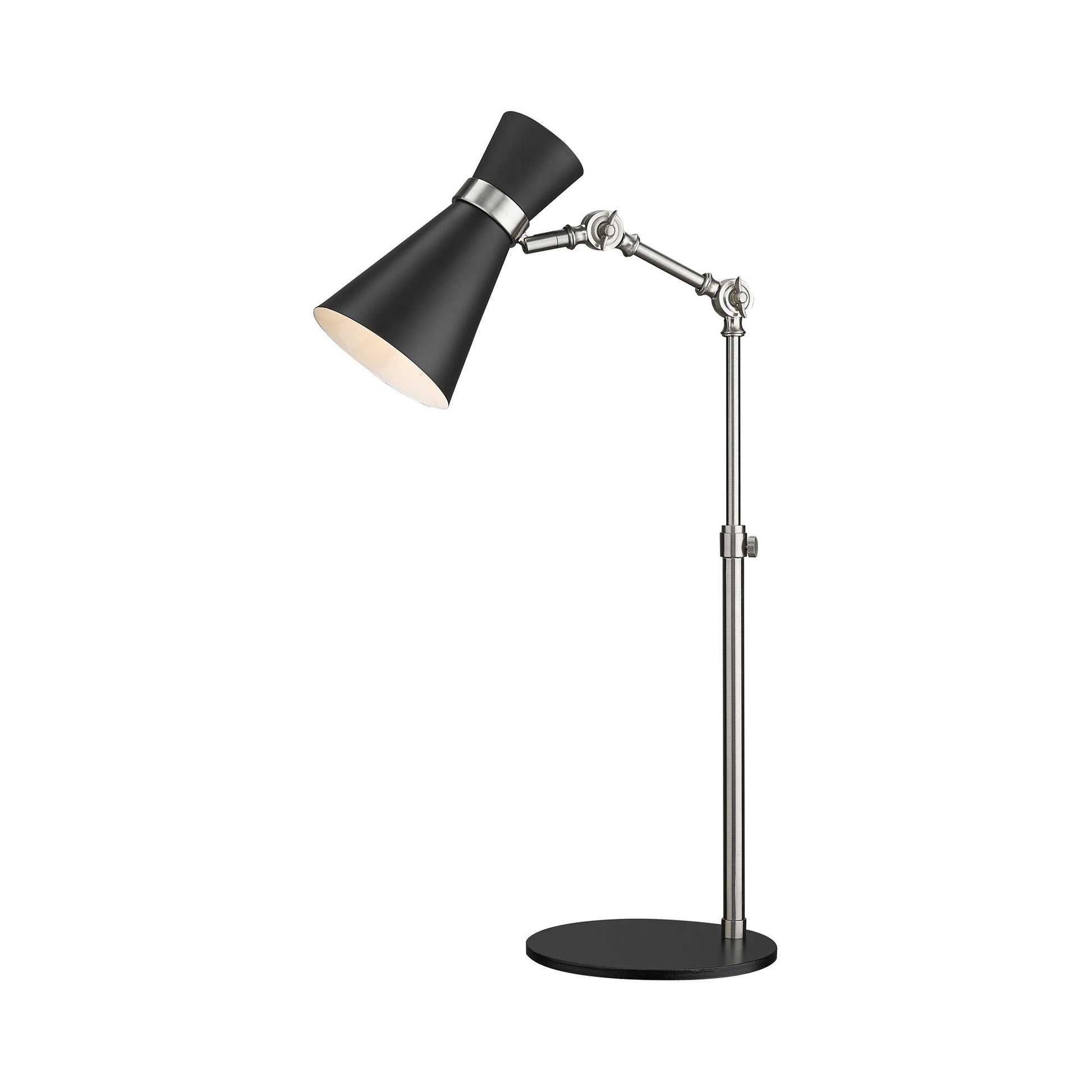 Soriano Table Lamp in Matte Black/Brushed Nickel.