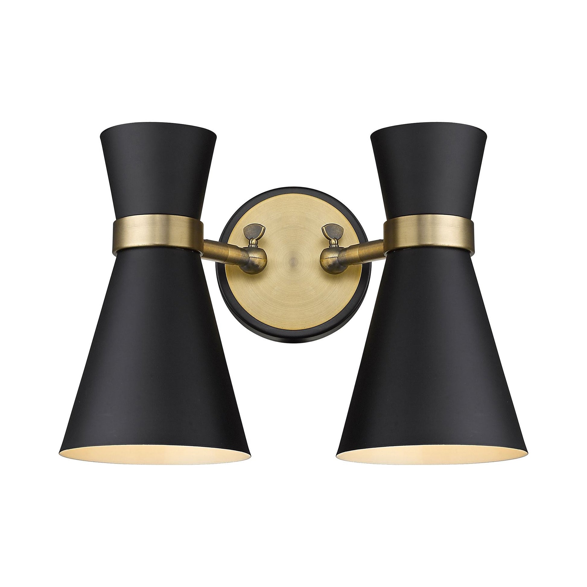 Soriano Wall Light in Matte Black/Heritage Brass (2-Light).