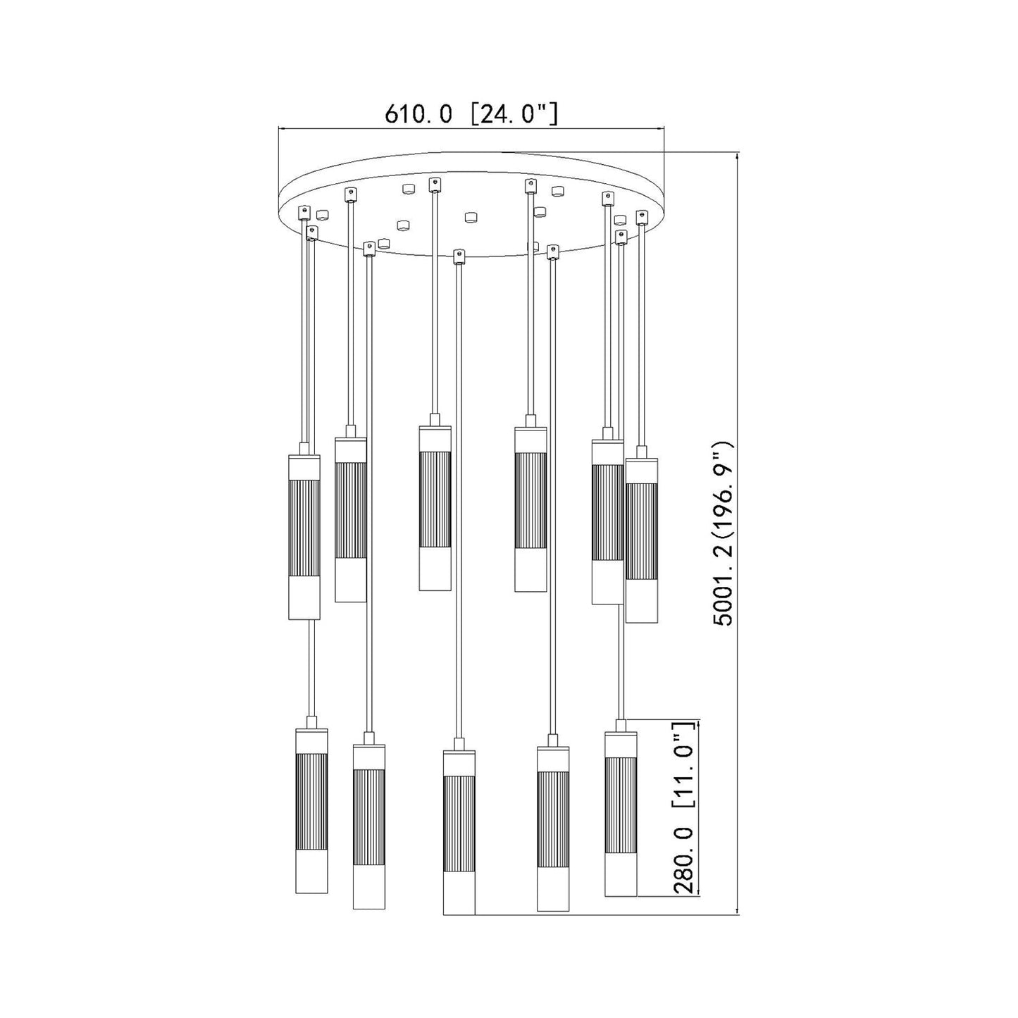 Stari Chandelier - line drawing.