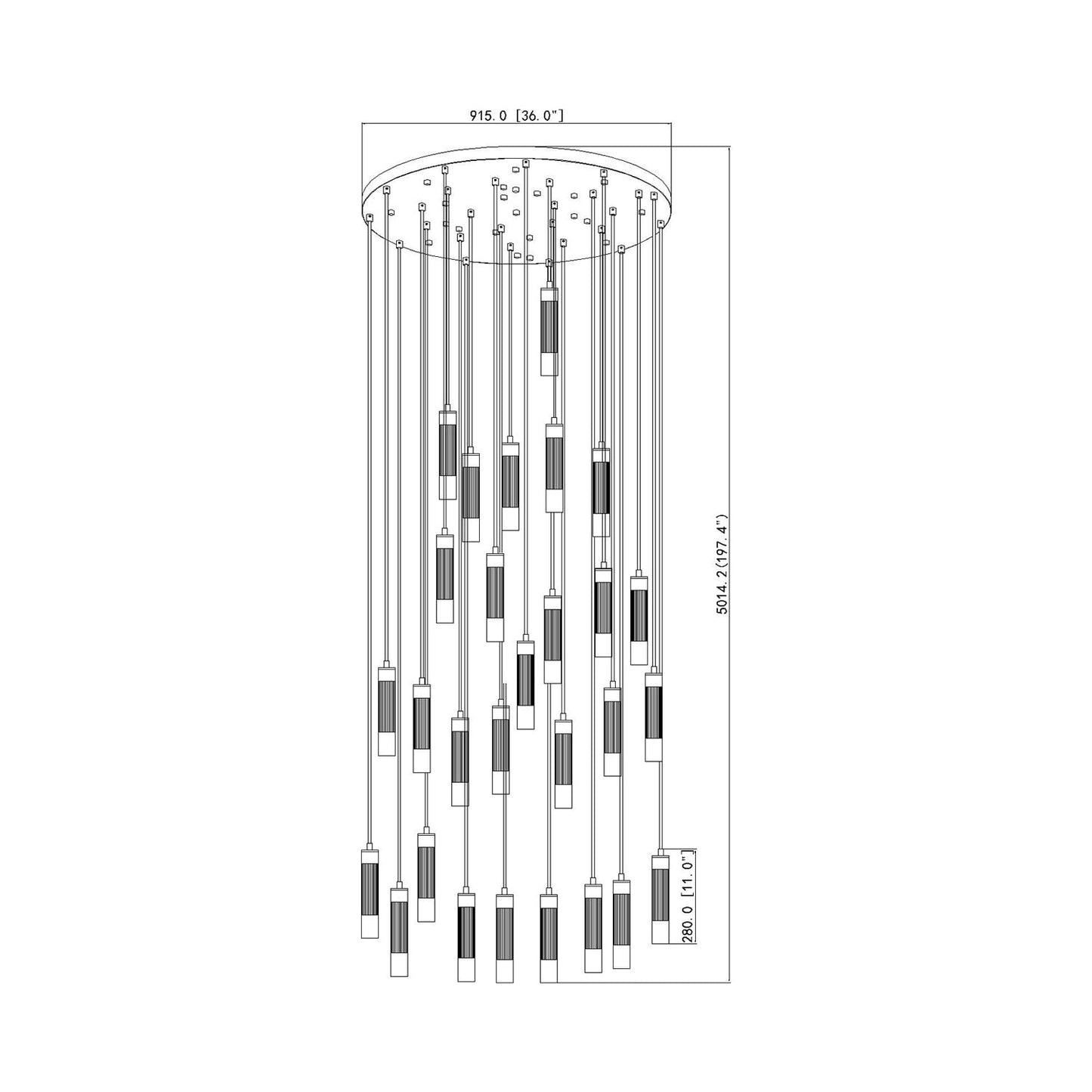 Stari Chandelier - line drawing.