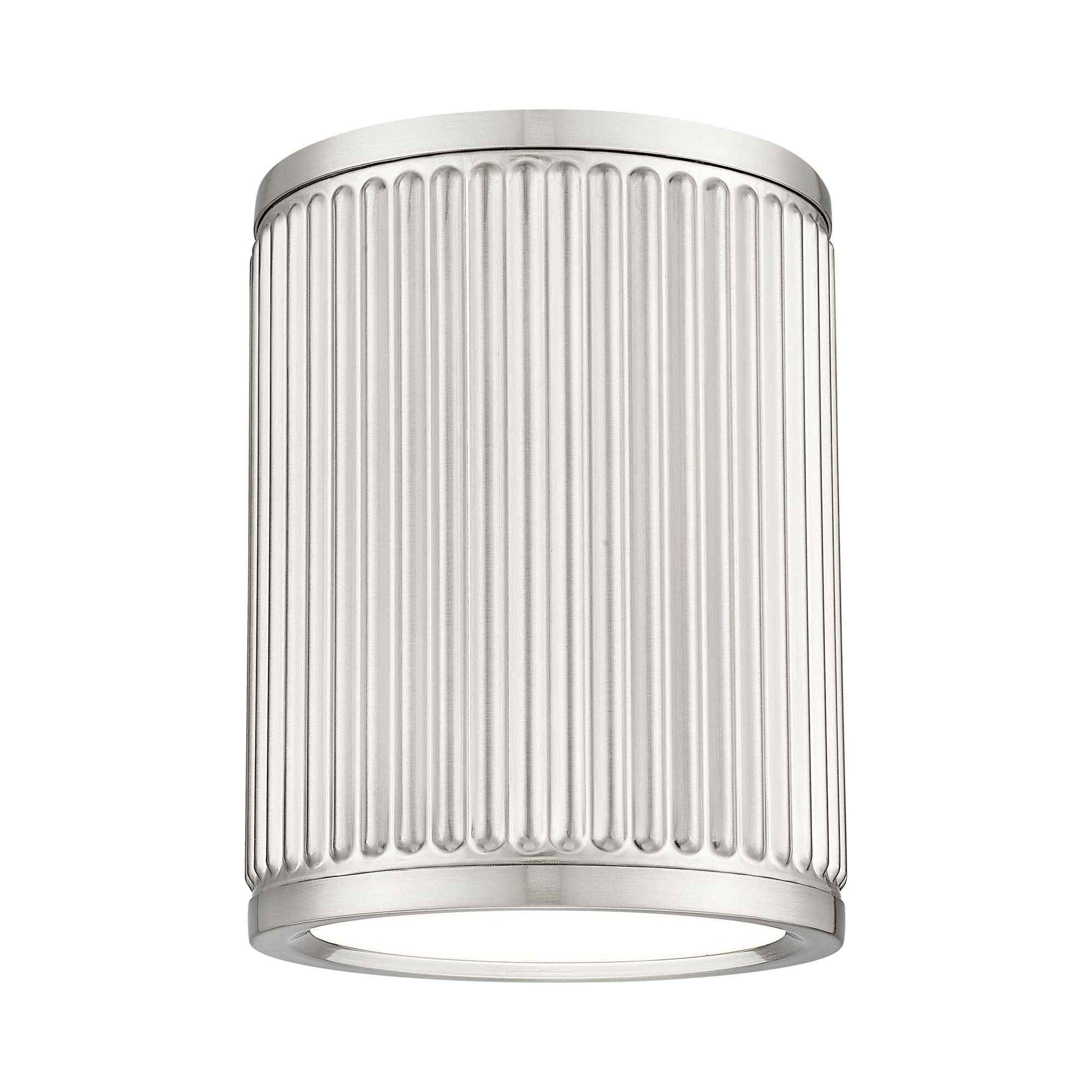 Stari LED Cylindrical Flush Mount Ceiling Light in Brushed Nickel.