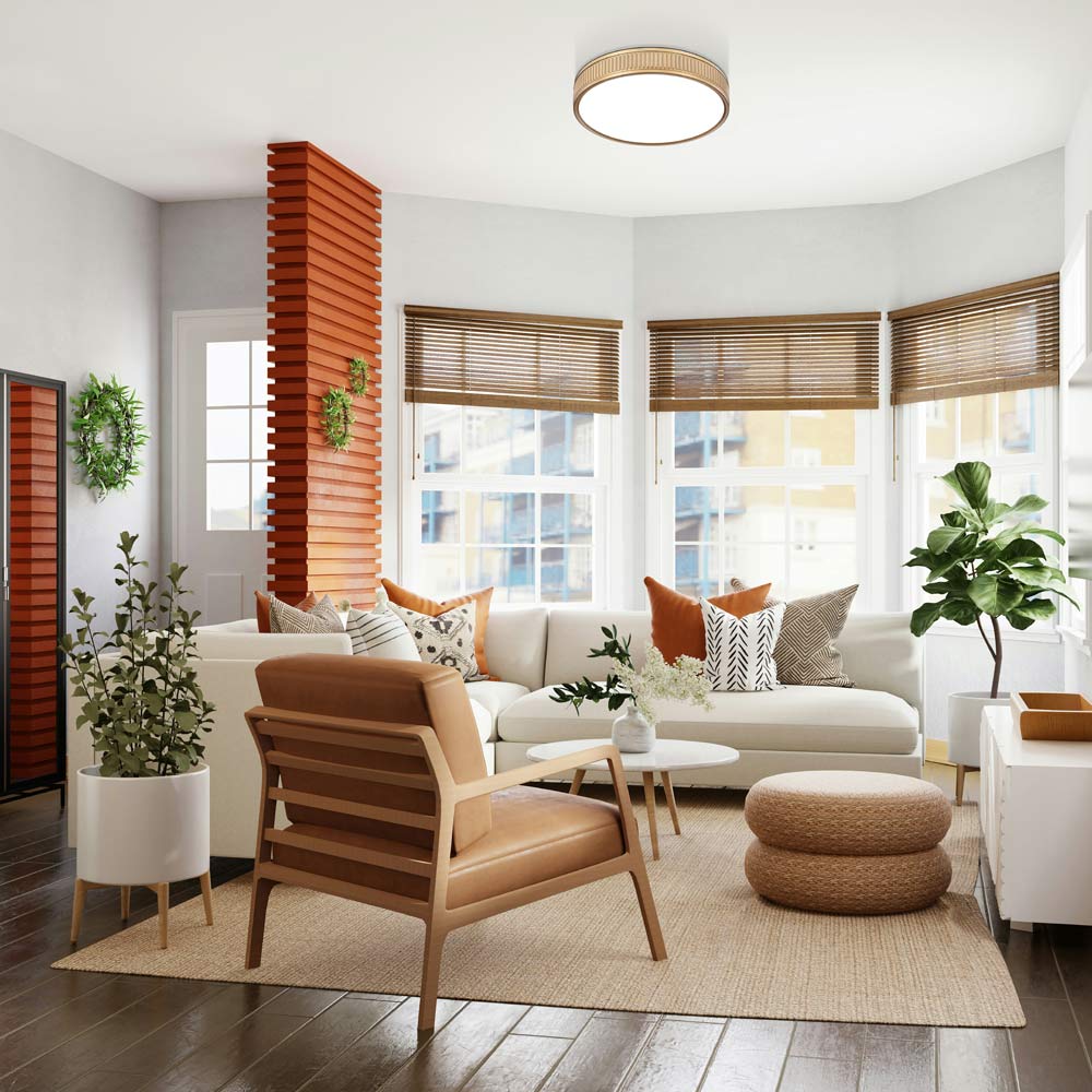 Stari LED Flush Mount Ceiling Light in living room.