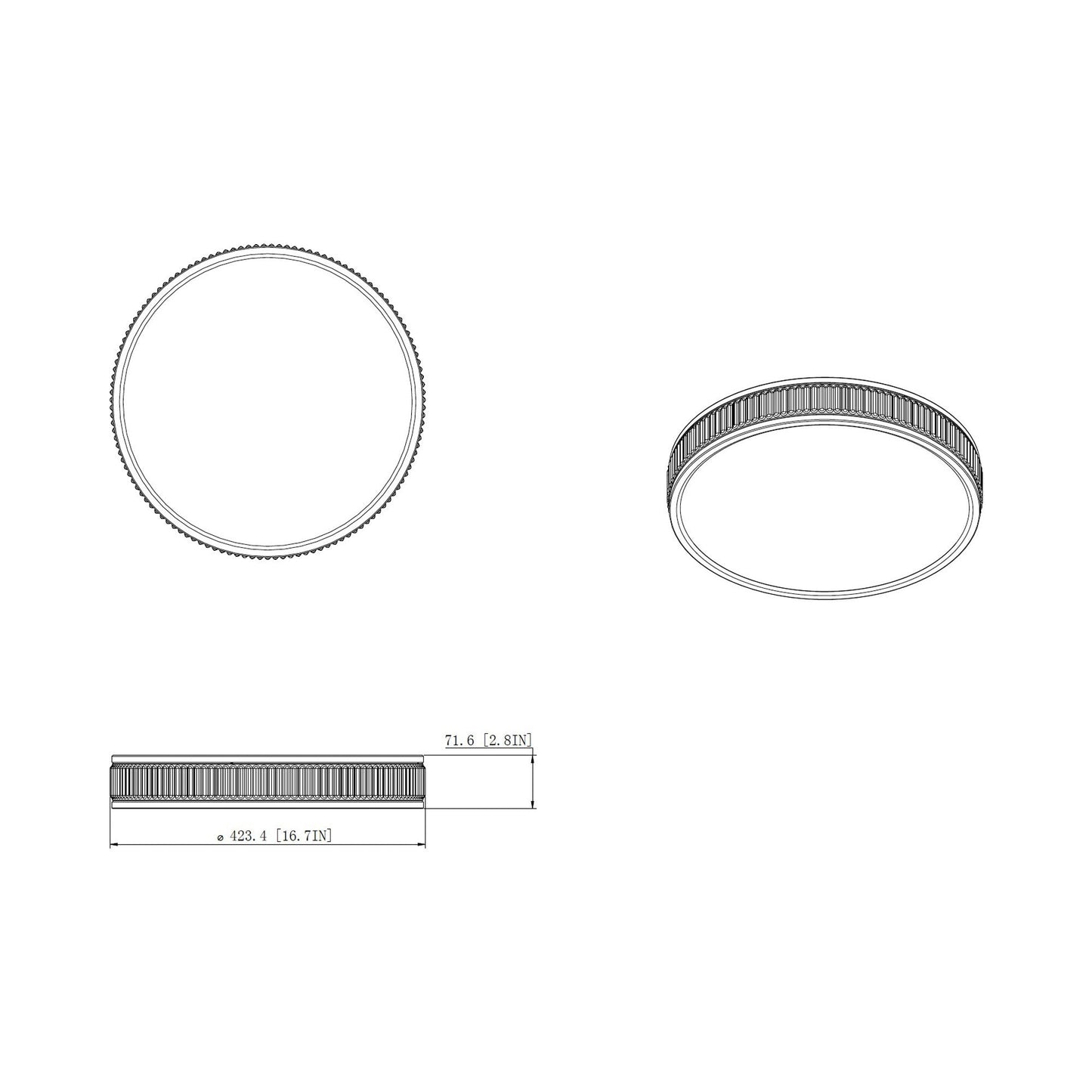 Stari LED Flush Mount Ceiling Light - line drawing.