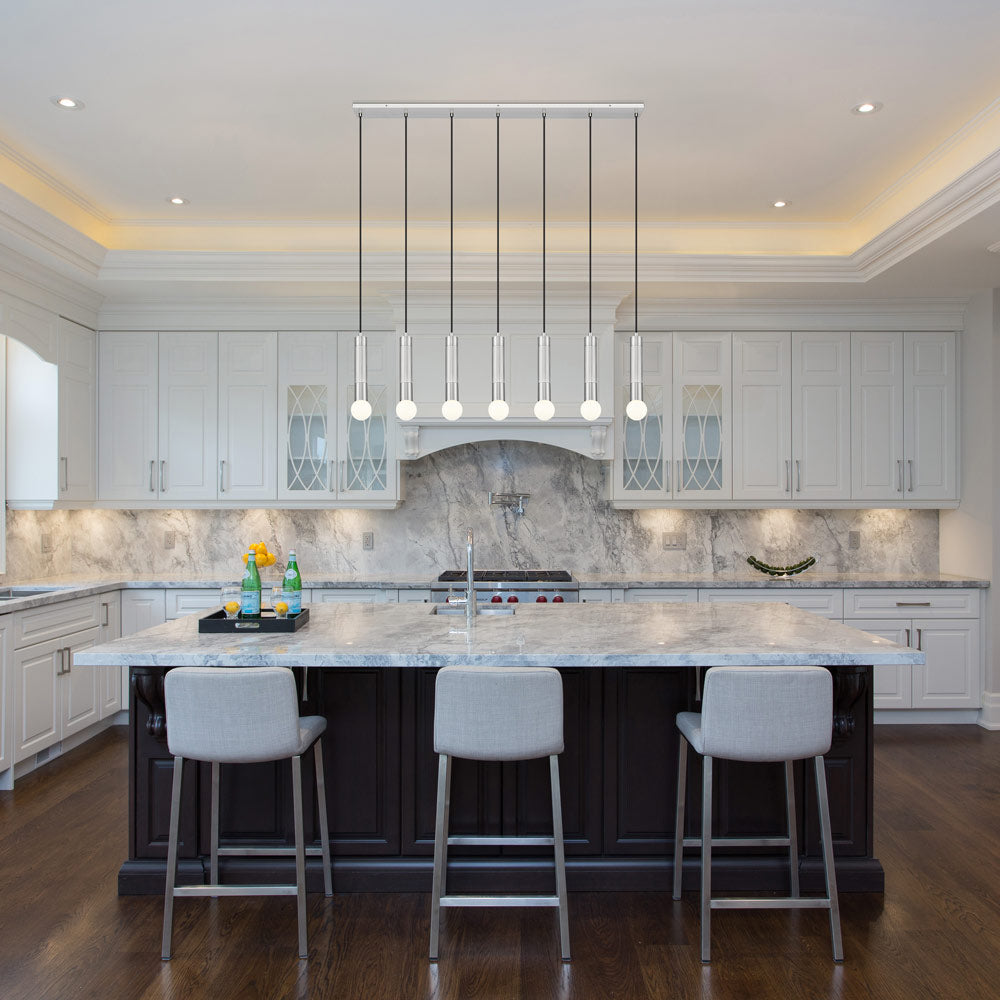 Stari Linear Chandelier in kitchen.