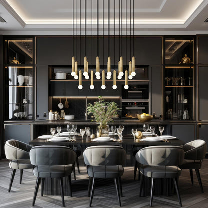 Stari Linear Chandelier in dining room.
