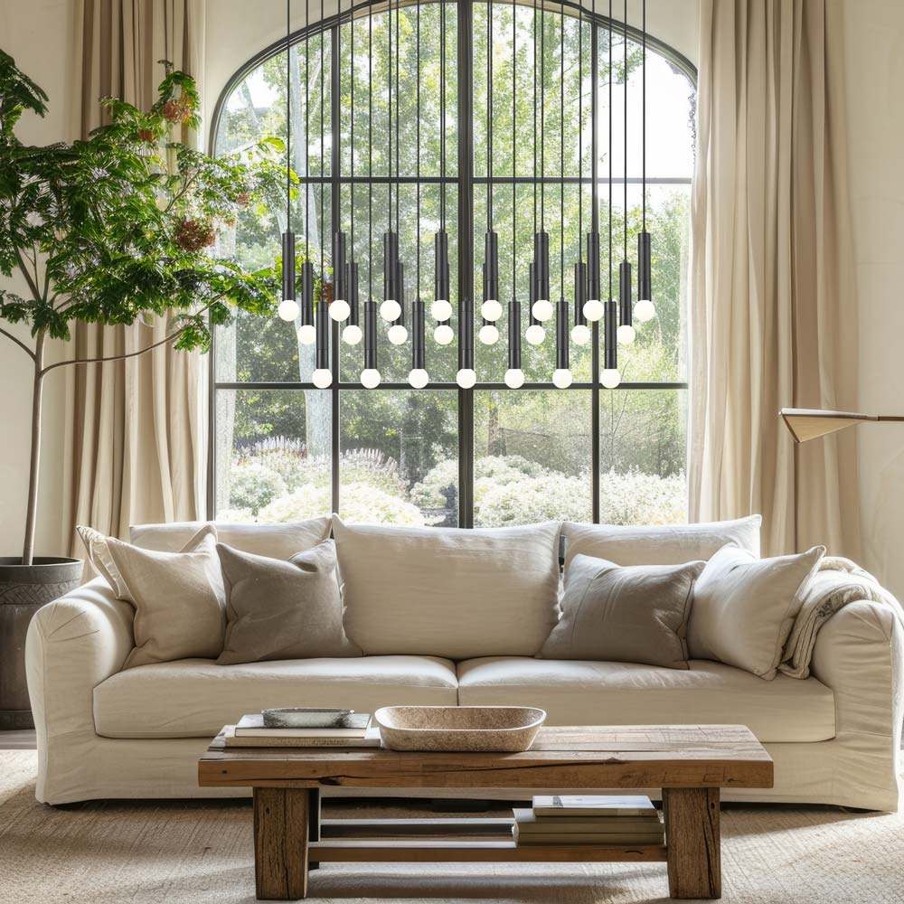 Stari Linear Chandelier in living room.
