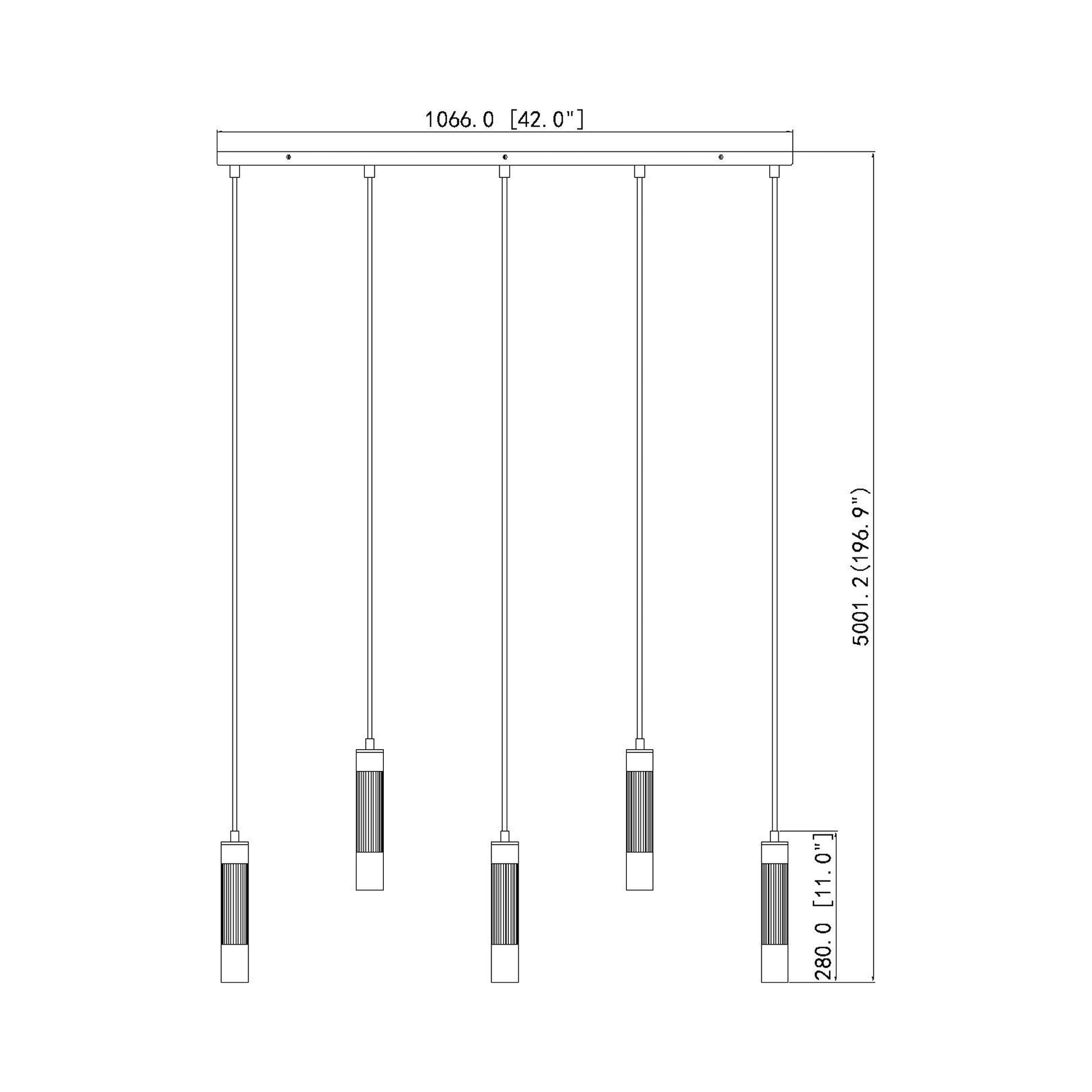 Stari Linear Chandelier - line drawing.