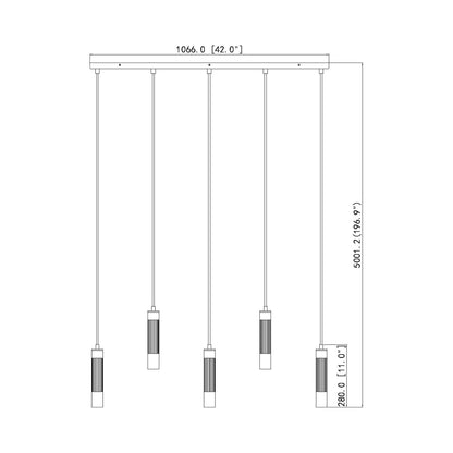 Stari Linear Chandelier - line drawing.