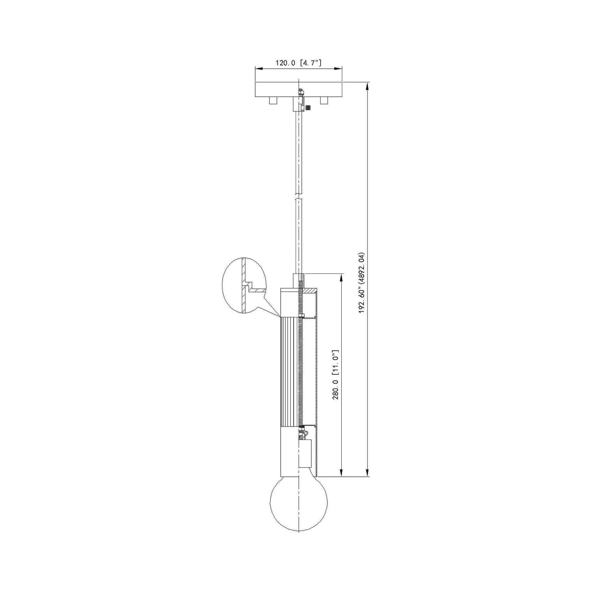 Stari Pendant Light - line drawing.
