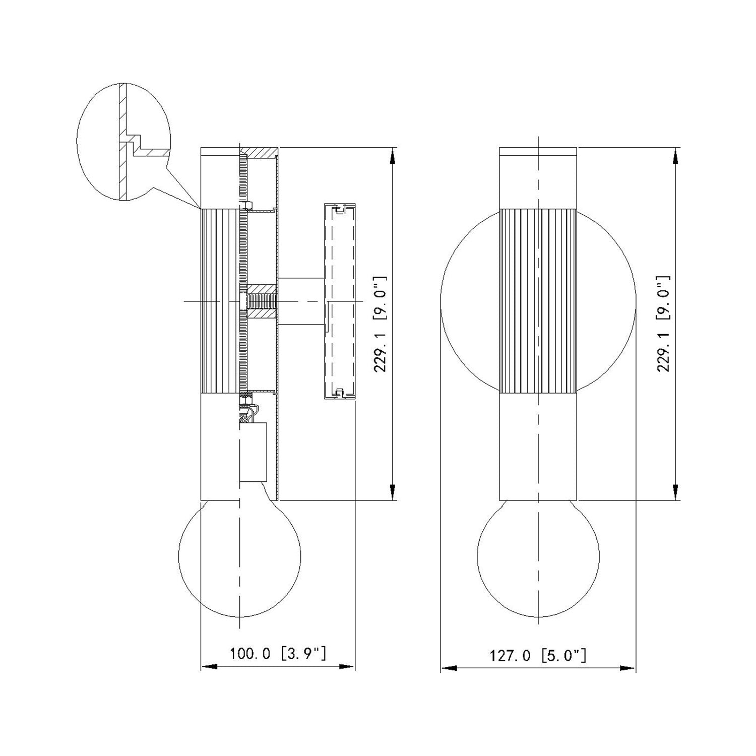 Stari Wall Light - line drawing.