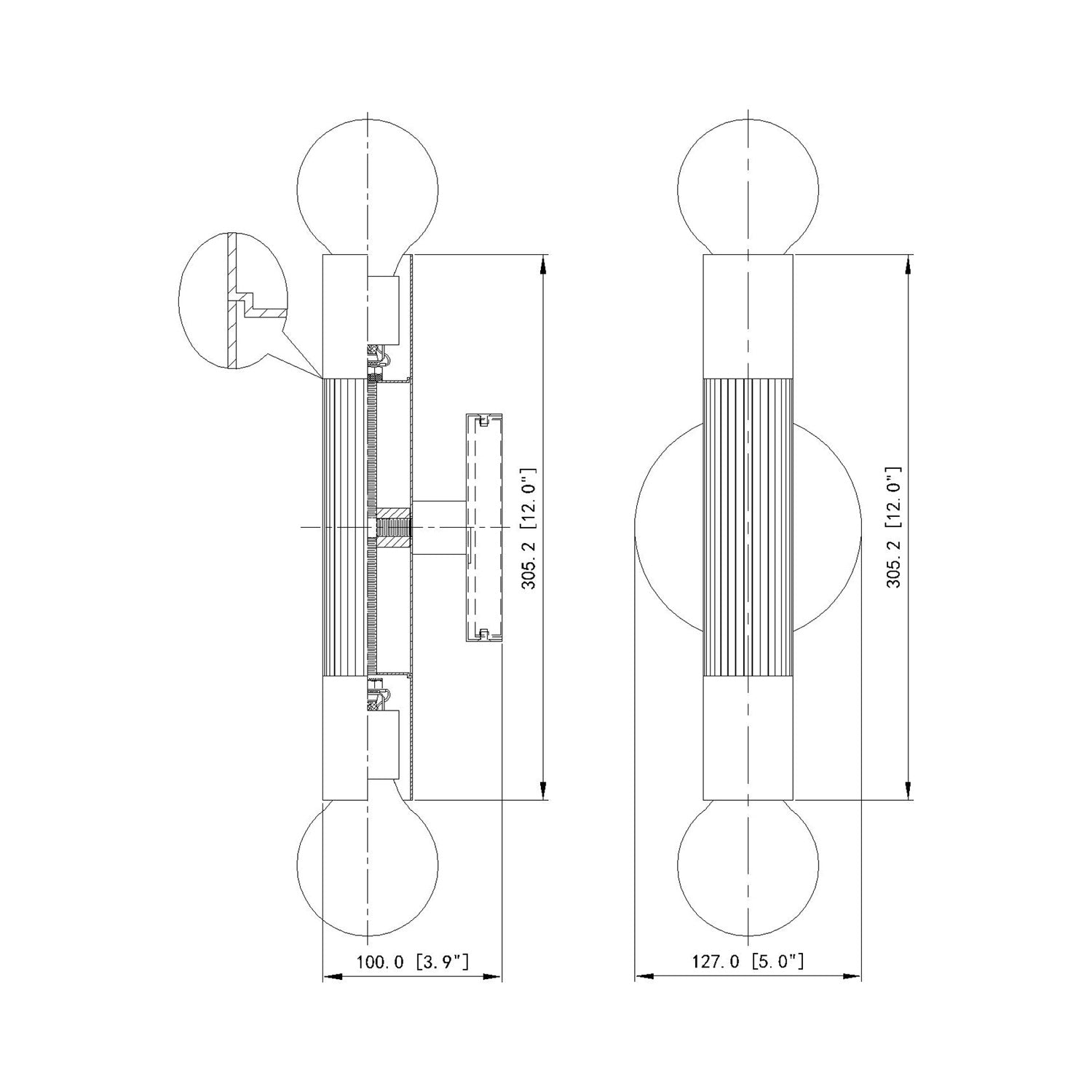 Stari Wall Light - line drawing.