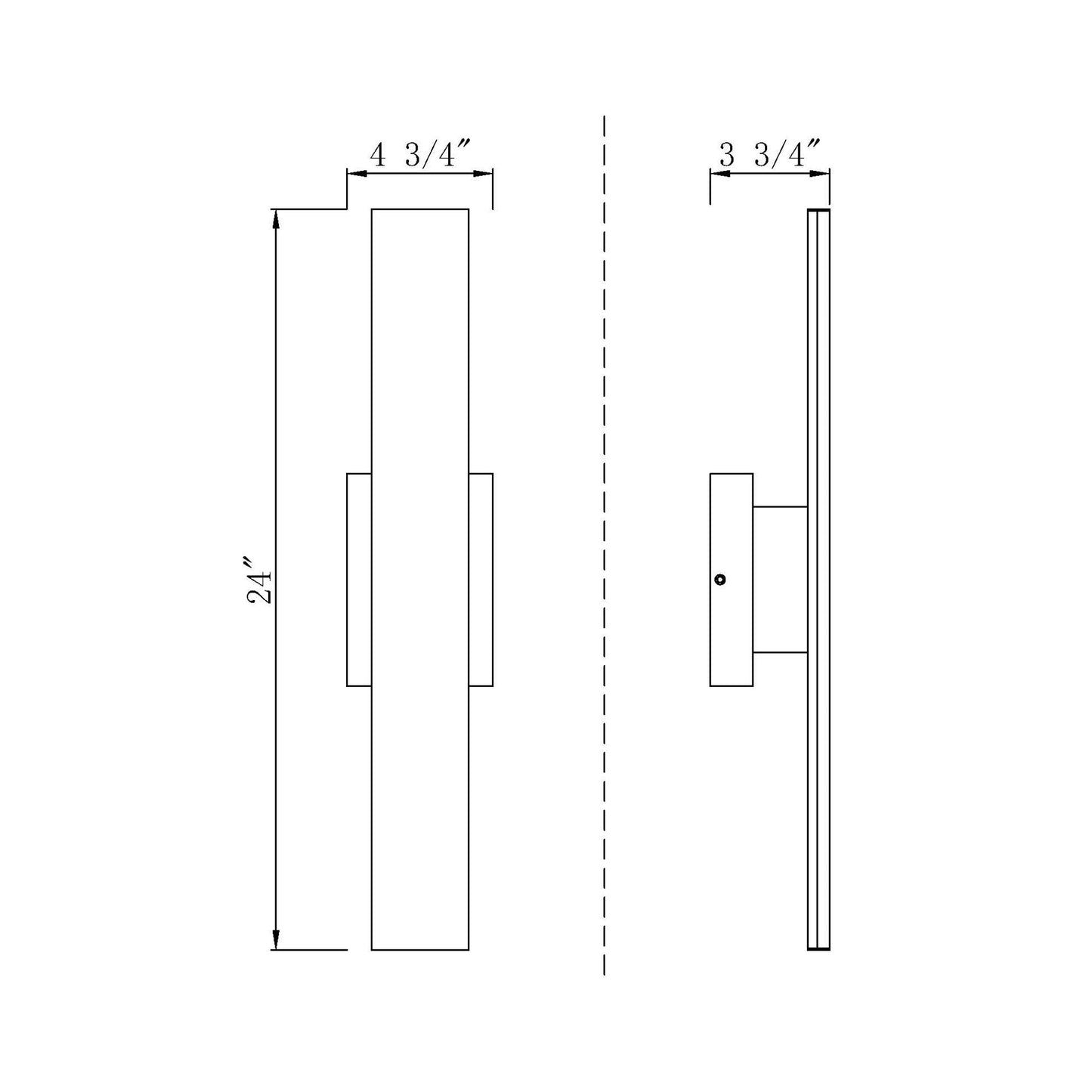 Stylet Outdoor LED Wall Light - line drawing.