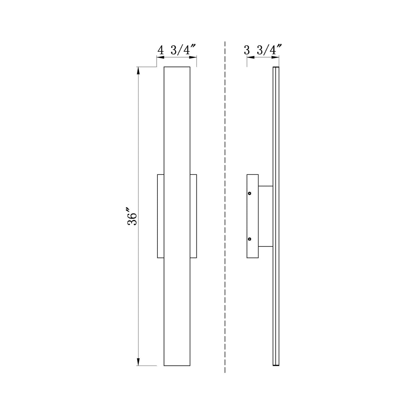 Stylet Outdoor LED Wall Light - line drawing.