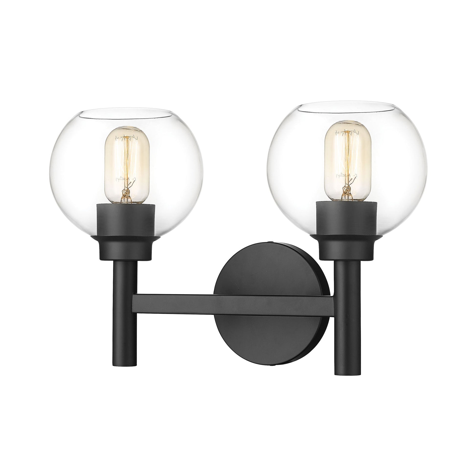 Sutton Bath Vanity Light in Matte Black (2-Light).