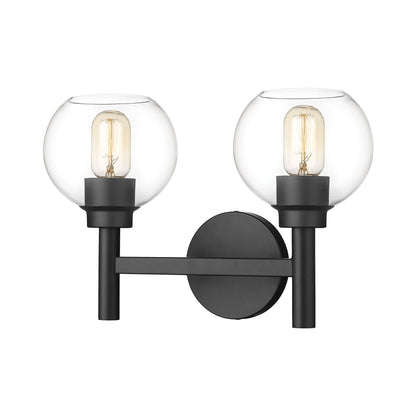 Sutton Bath Vanity Light in Matte Black (2-Light).