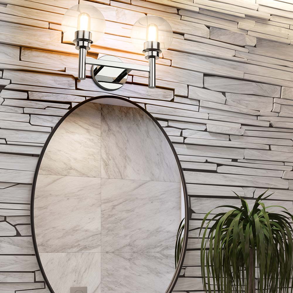 Sutton Bath Vanity Light in bathroom.