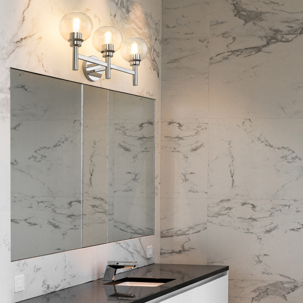 Sutton Bath Vanity Light in bathroom.