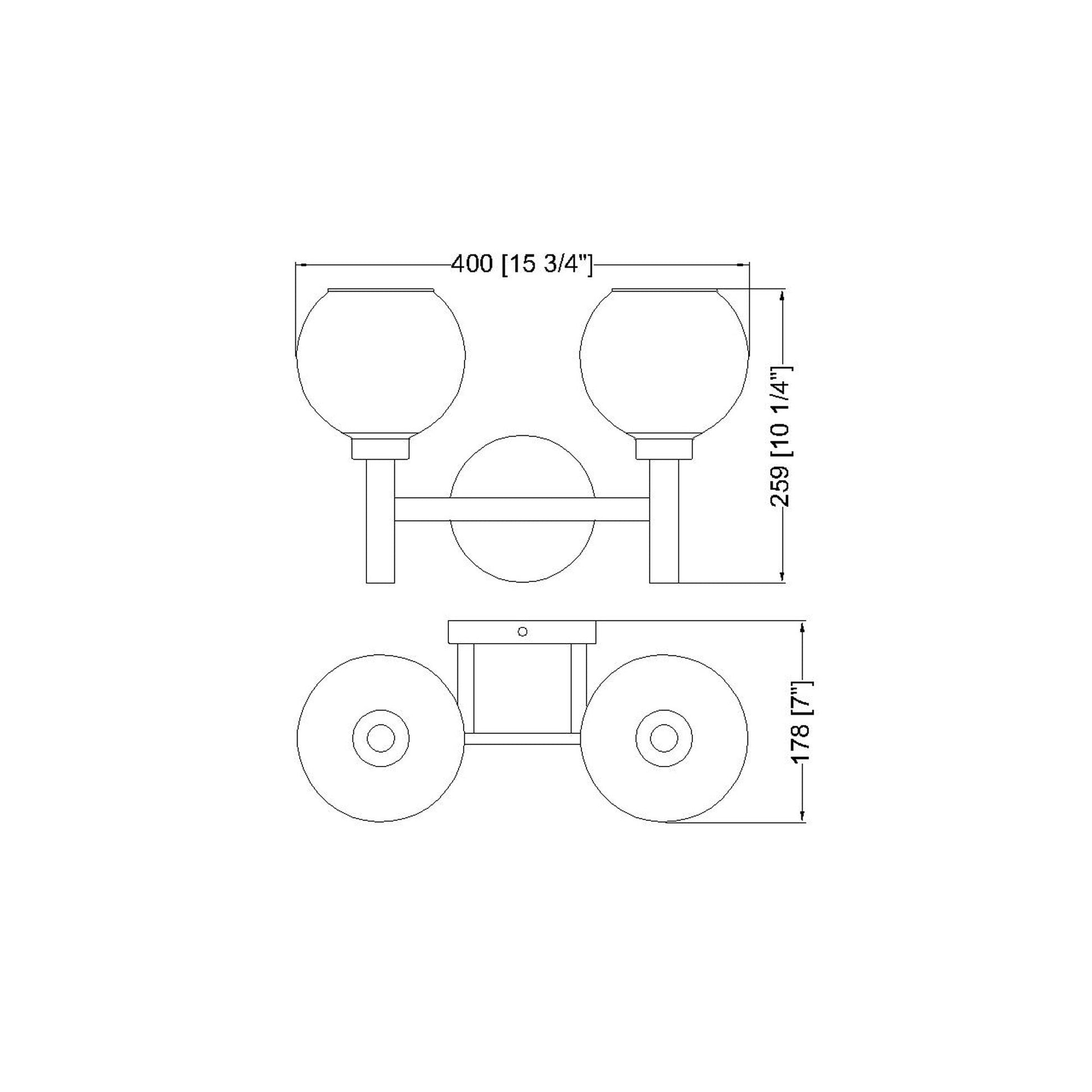Sutton Bath Vanity Light - line drawing.