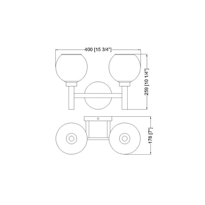 Sutton Bath Vanity Light - line drawing.