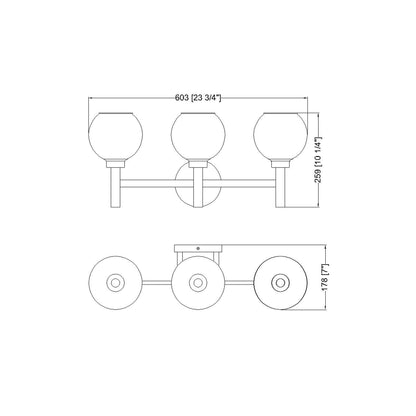 Sutton Bath Vanity Light - line drawing.