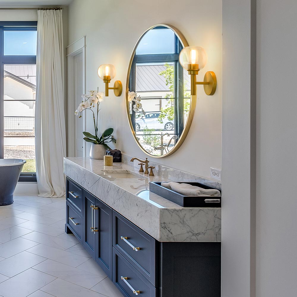 Sutton Bath Wall Light in bathroom.