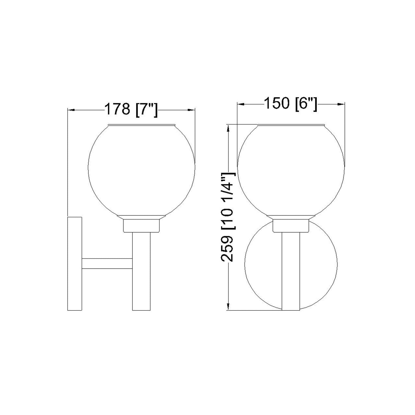 Sutton Bath Wall Light - line drawing.