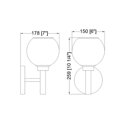 Sutton Bath Wall Light - line drawing.