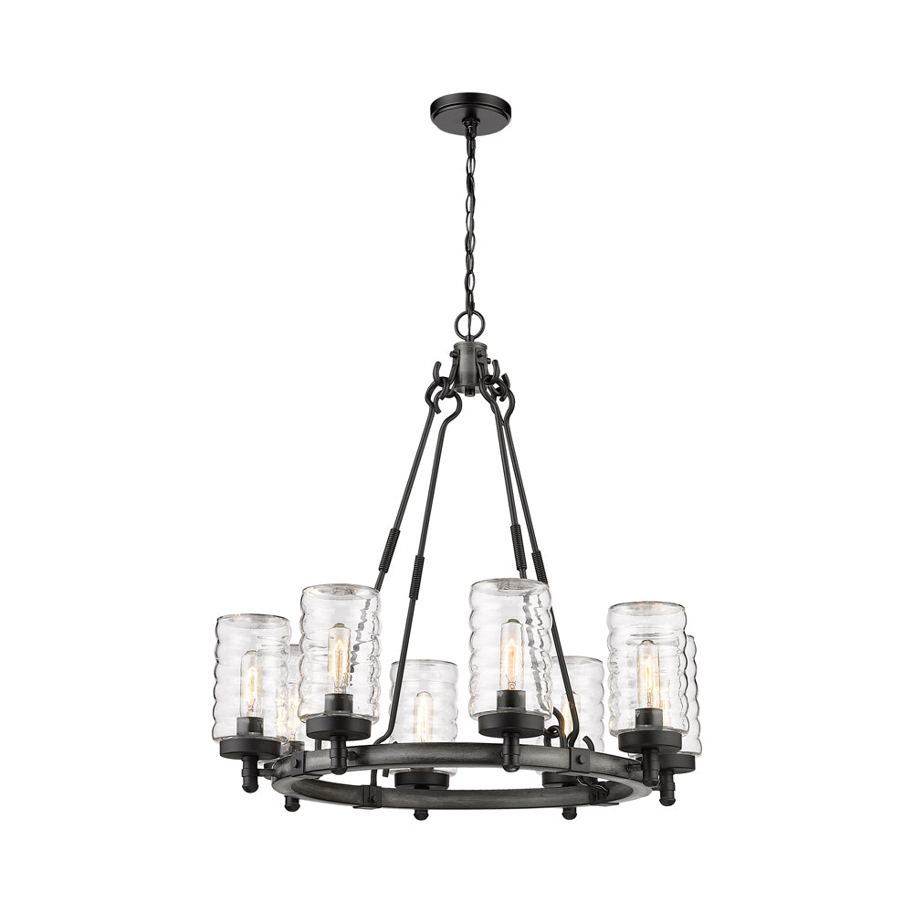 Tahoe Outdoor Chandelier in Ashen Barnboard.