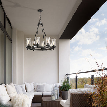 Tahoe Outdoor Chandelier in Outside Area.