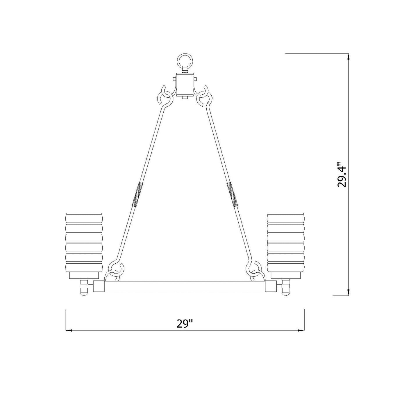 Tahoe Outdoor Chandelier - line drawing.