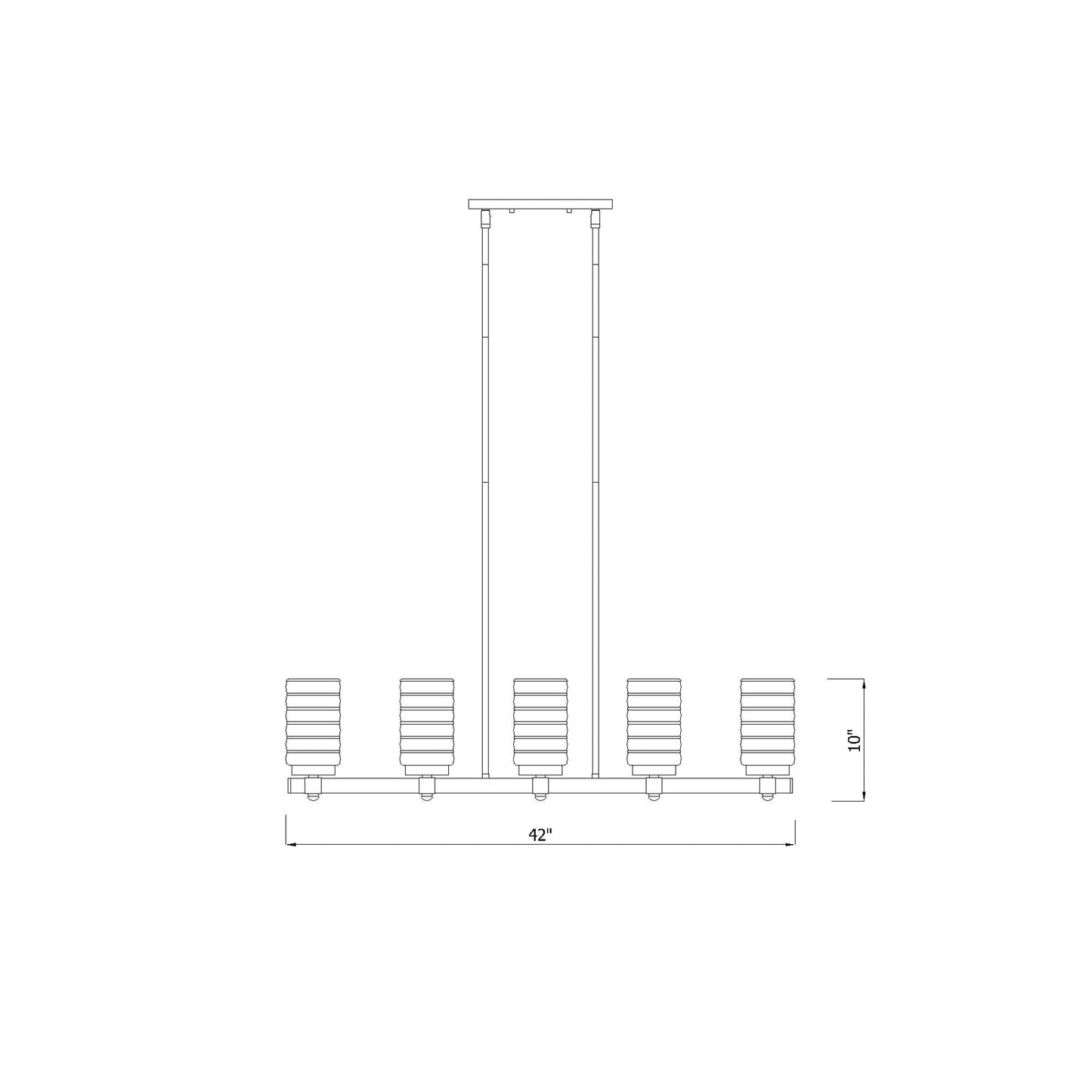 Tahoe Outdoor Linear Chandelier - line drawing.