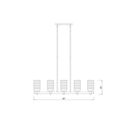 Tahoe Outdoor Linear Chandelier - line drawing.
