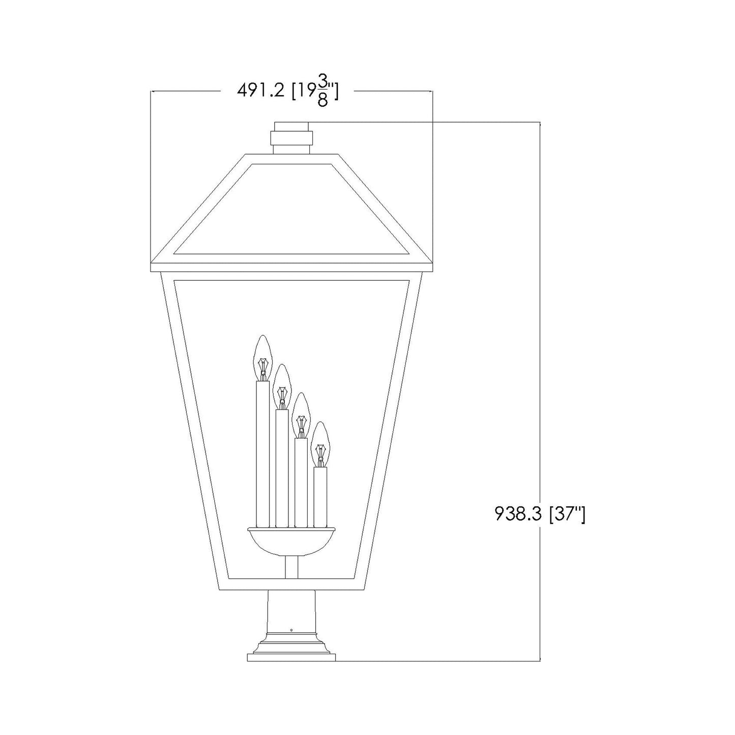 Talbot 533PM Outdoor Pier Mount Light - line drawing.