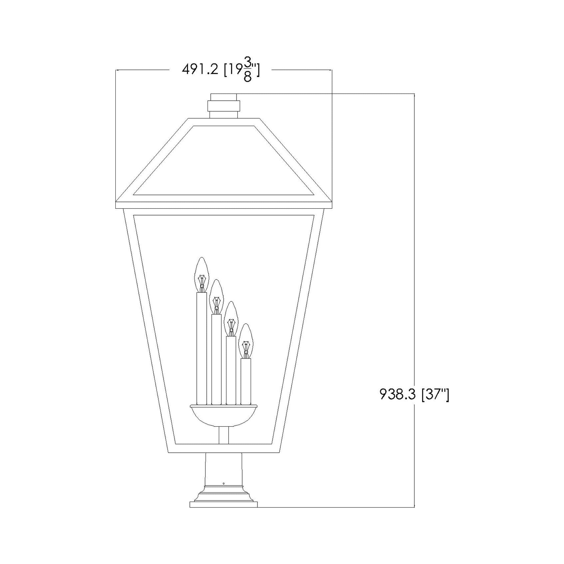 Talbot 533PM Outdoor Pier Mount Light - line drawing.