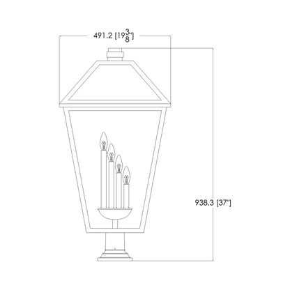 Talbot 533PM Outdoor Pier Mount Light - line drawing.