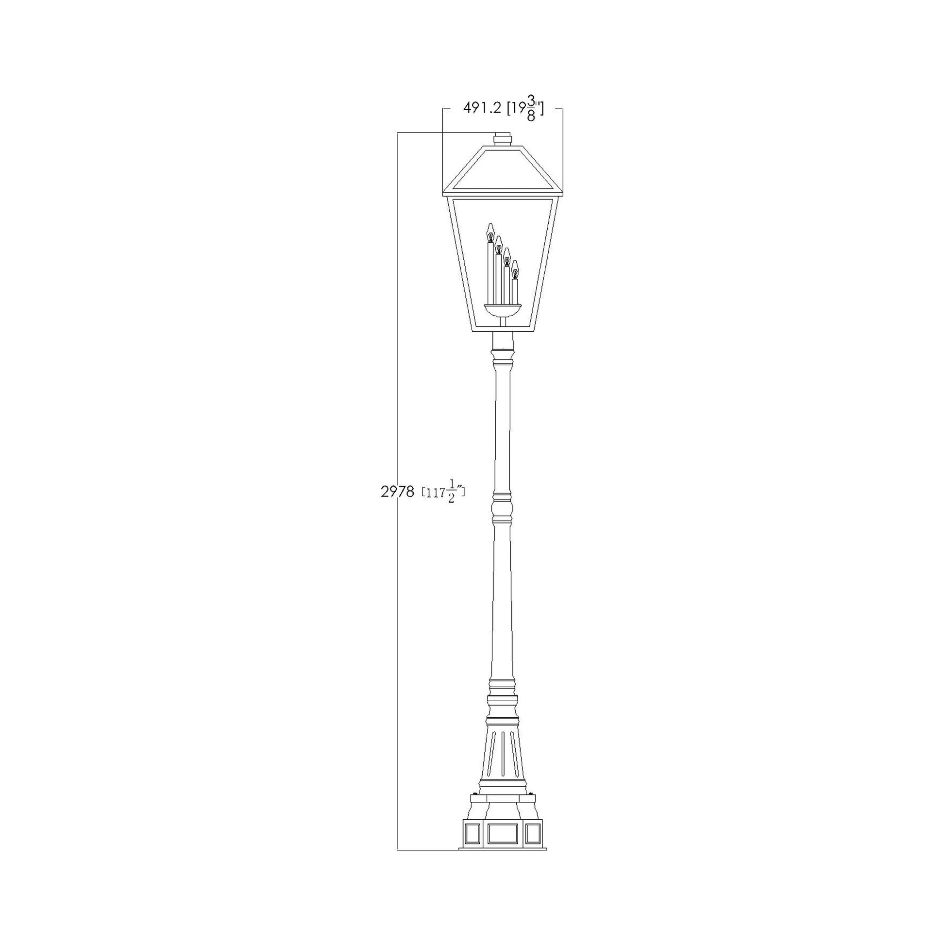 Talbot 564P Outdoor Post Light - line drawing.
